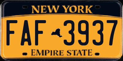 NY license plate FAF3937