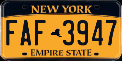 NY license plate FAF3947
