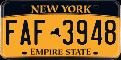 NY license plate FAF3948