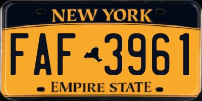 NY license plate FAF3961