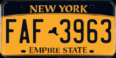 NY license plate FAF3963