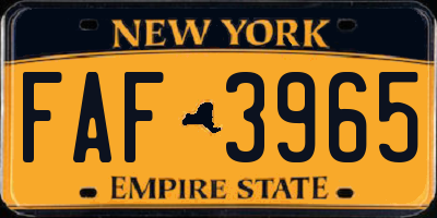 NY license plate FAF3965