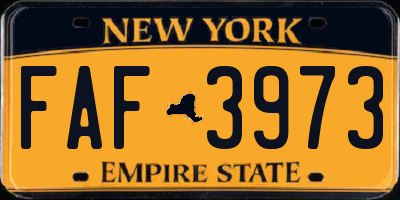 NY license plate FAF3973