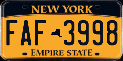 NY license plate FAF3998