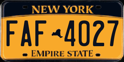NY license plate FAF4027