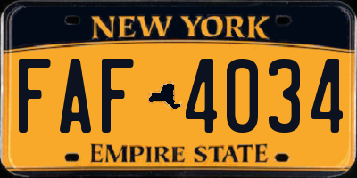 NY license plate FAF4034