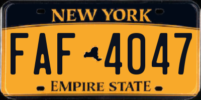 NY license plate FAF4047