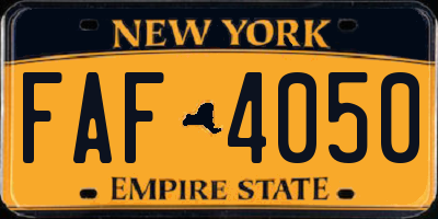 NY license plate FAF4050