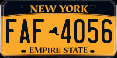 NY license plate FAF4056