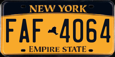 NY license plate FAF4064