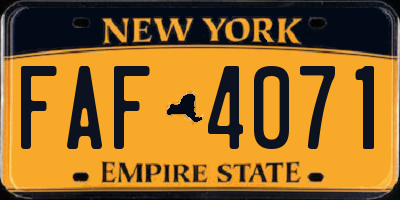 NY license plate FAF4071