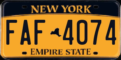 NY license plate FAF4074