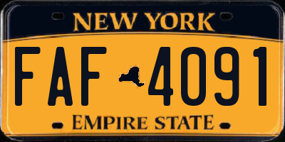 NY license plate FAF4091