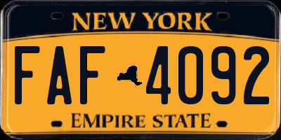 NY license plate FAF4092