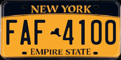 NY license plate FAF4100