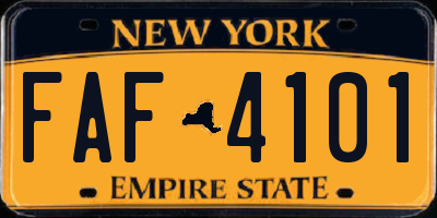 NY license plate FAF4101