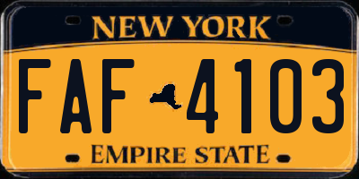 NY license plate FAF4103