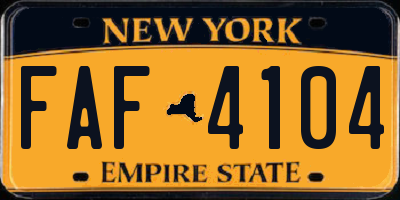 NY license plate FAF4104