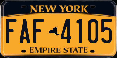 NY license plate FAF4105