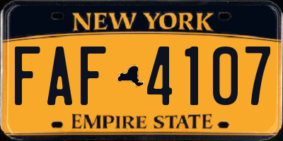 NY license plate FAF4107