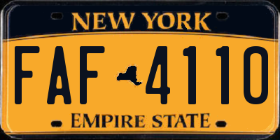 NY license plate FAF4110