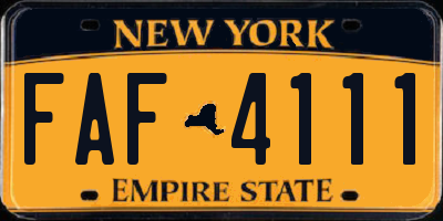 NY license plate FAF4111