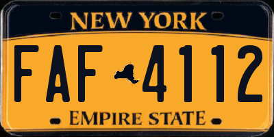 NY license plate FAF4112