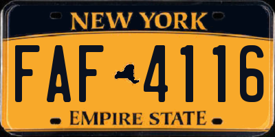 NY license plate FAF4116