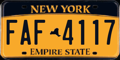 NY license plate FAF4117