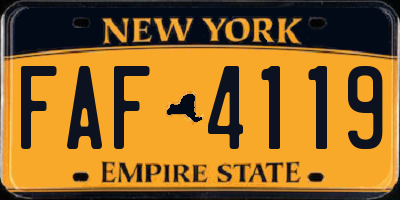 NY license plate FAF4119