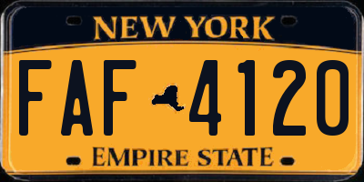 NY license plate FAF4120