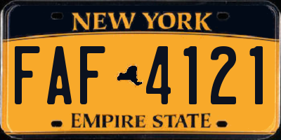 NY license plate FAF4121