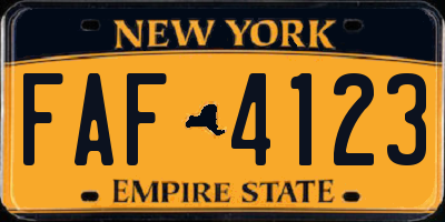 NY license plate FAF4123
