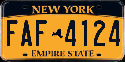 NY license plate FAF4124