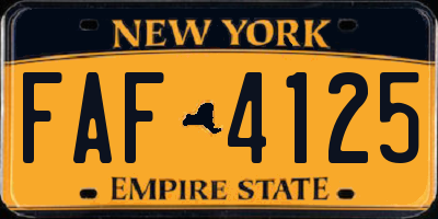 NY license plate FAF4125