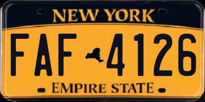 NY license plate FAF4126
