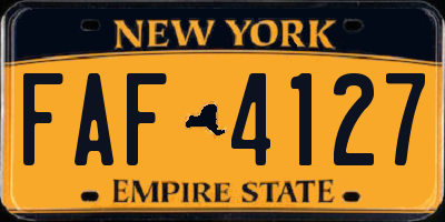 NY license plate FAF4127