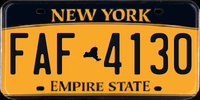 NY license plate FAF4130