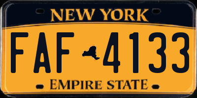 NY license plate FAF4133