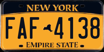 NY license plate FAF4138