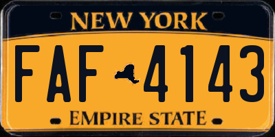 NY license plate FAF4143