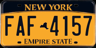 NY license plate FAF4157