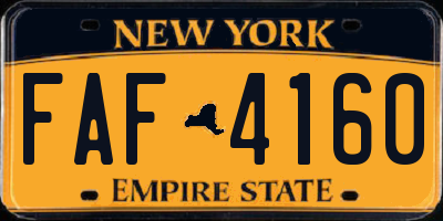 NY license plate FAF4160