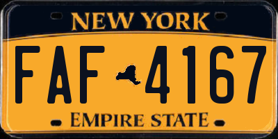 NY license plate FAF4167