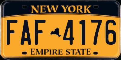 NY license plate FAF4176