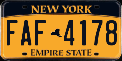 NY license plate FAF4178