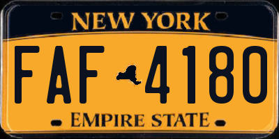 NY license plate FAF4180