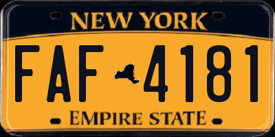 NY license plate FAF4181