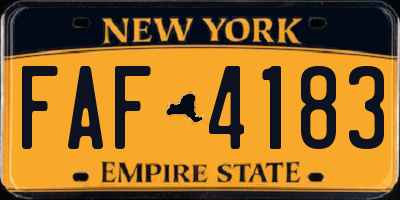 NY license plate FAF4183