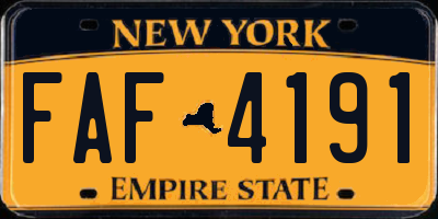 NY license plate FAF4191